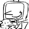 Tenna eating a hamburger again, but less sophisticated